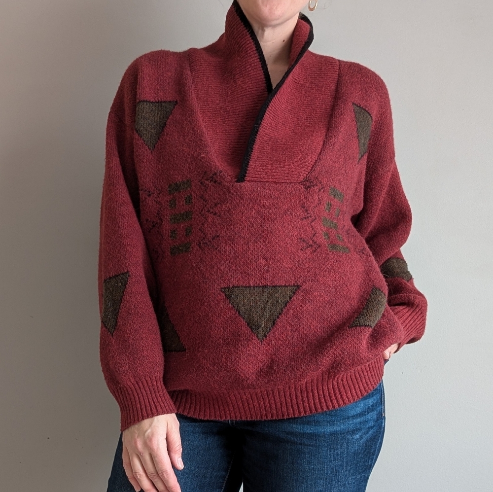 Vintage Decollo Sweater, Wool Blend Made in Italy, Size L (EU 52)